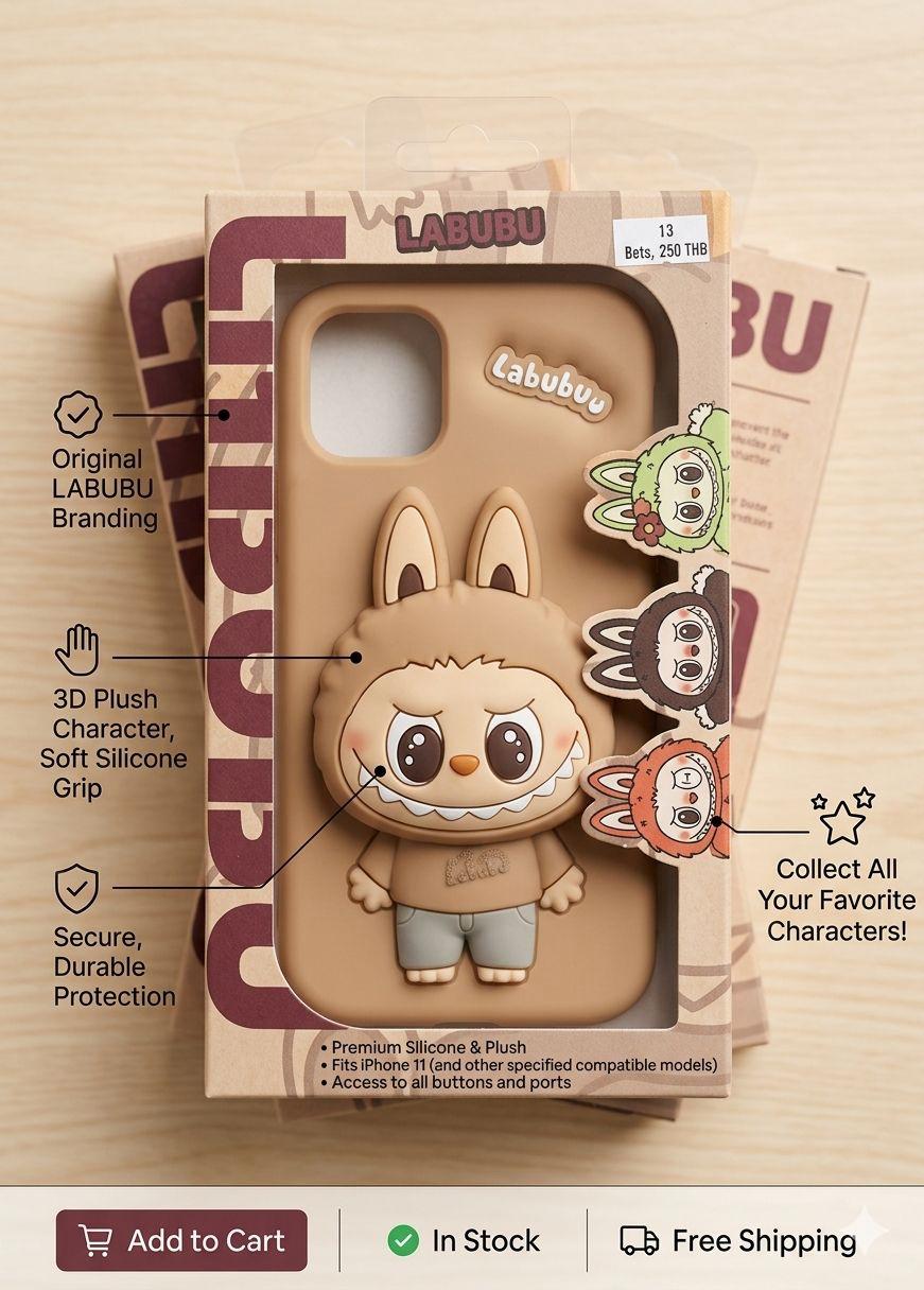Labubu 3D Plush Case - Original Edition
