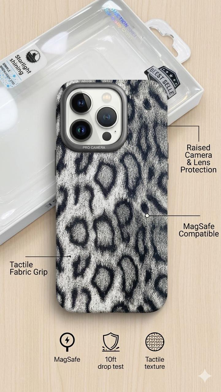 Leopard Fabric MagSafe Case - Pro Camera Edition